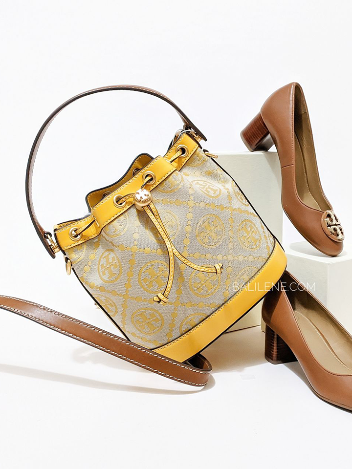 Tory Burch T Monogram Jacquard Bucket Bag Goldfinch – Balilene