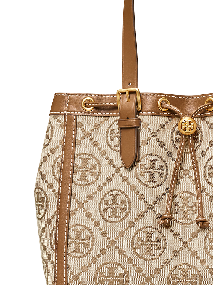 Tory Burch 81803 T Monogram Jacquard Small Tote Hazelnut – Balilene