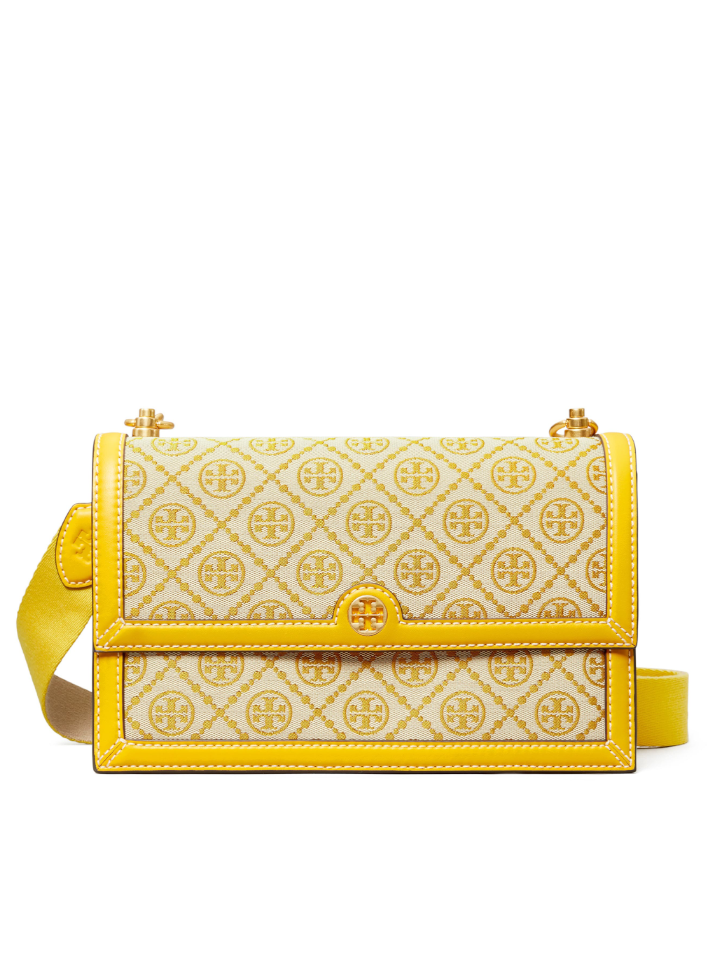 Tory Burch 81863 T Monogram Jacquard Shoulder Bag Goldfinch – Balilene