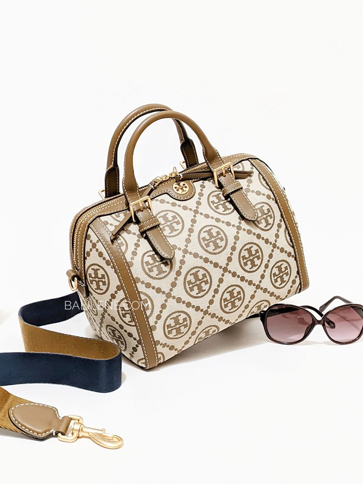 Tory Burch 83970 T Monogram Jacquard Barrel Bag Hazelnut – Balilene