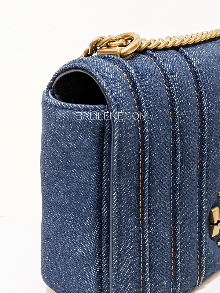 Tory Burch 88115 Kira Denim Chain Shoulder Bag Tory Navy – Balilene