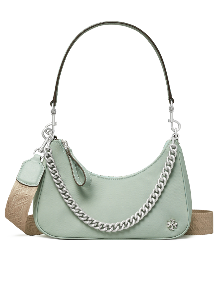 Tory Burch Mercer Small Nylon Crescent Bag Blue Celadon – Balilene