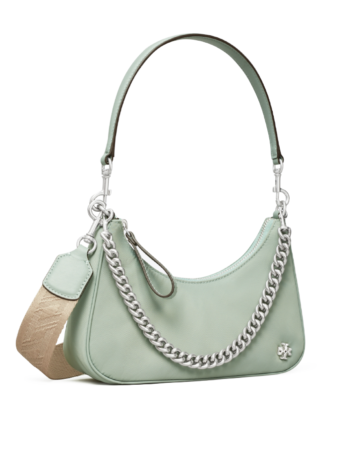 Tory Burch Mercer Small Nylon Crescent Bag Blue Celadon – Balilene