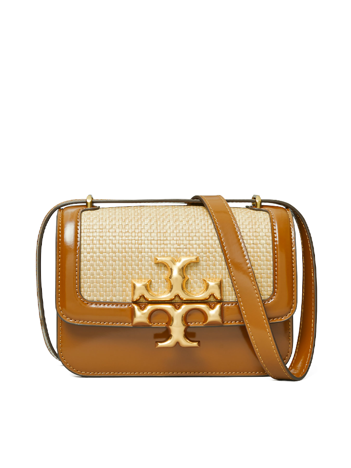 Tory Burch Eleanor Straw Small Convertible Shoulder Bag Brown – Balilene