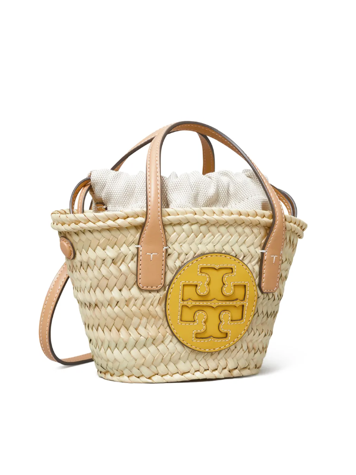 Tory Burch Ella Straw Mini Basket Natural Golden Sunset – Balilene