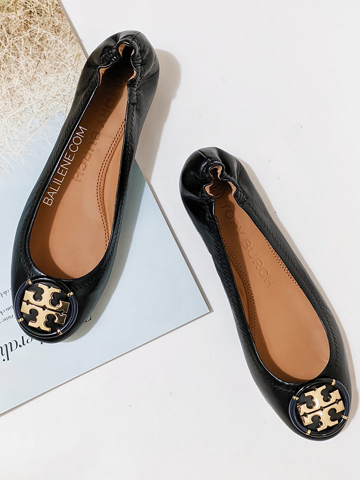 Tory Burch Multi-Logo Ballet Flat Shoes Black – Balilene