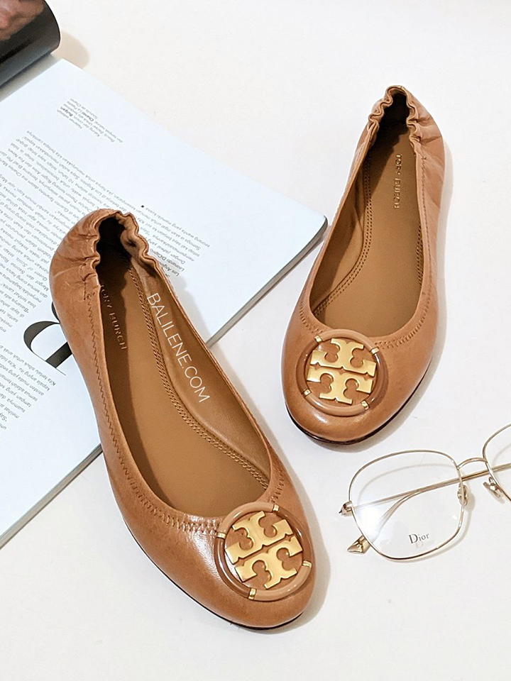 Tory Burch Multi-Logo Ballet Flat Shoes Tan – Balilene