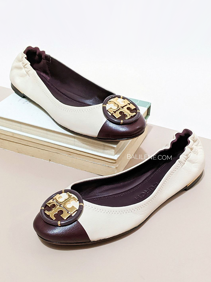 Tory Burch Multi-Logo Ballet Flats New Cream/Plum – Balilene