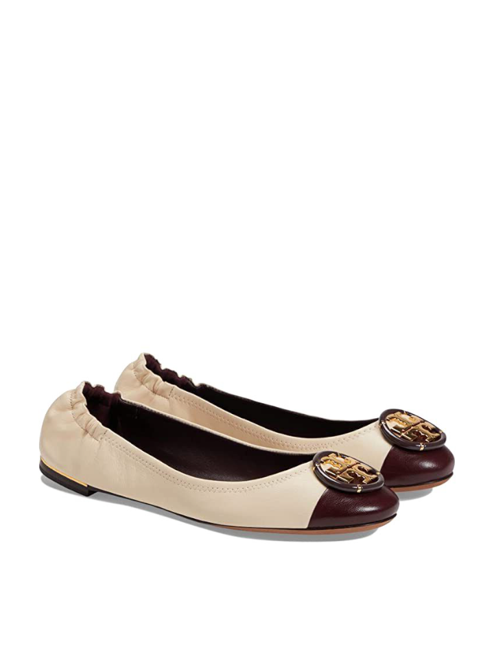 Tory Burch Multi-Logo Ballet Flats New Cream/Plum – Balilene