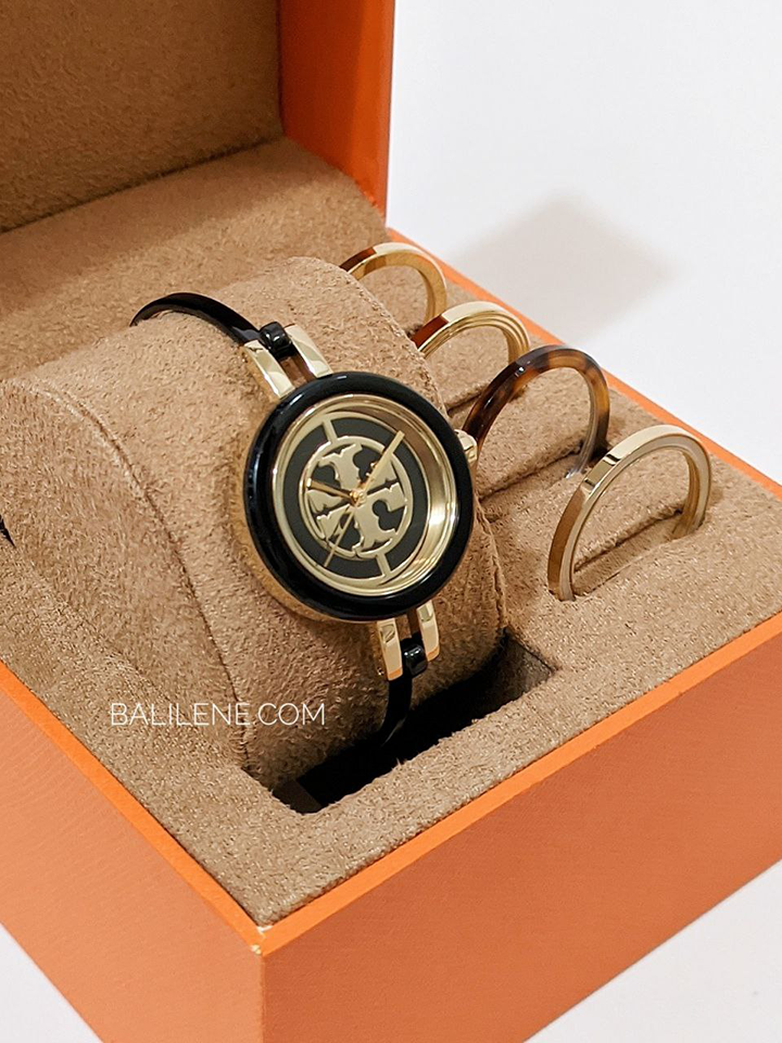 Tory Burch Reva Bangle Watch Gift Set Black-Gold Stainless Steel Multi –  Balilene