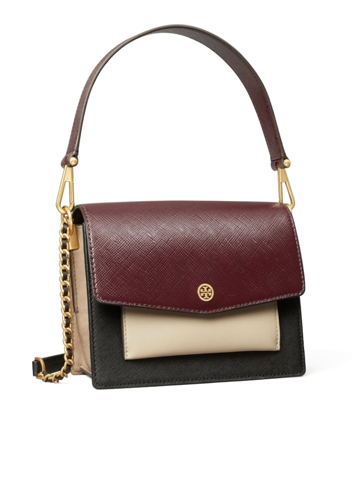 Tory Burch Robinson Colorblock Double-Strap Convertible Bag Black/Port –  Balilene