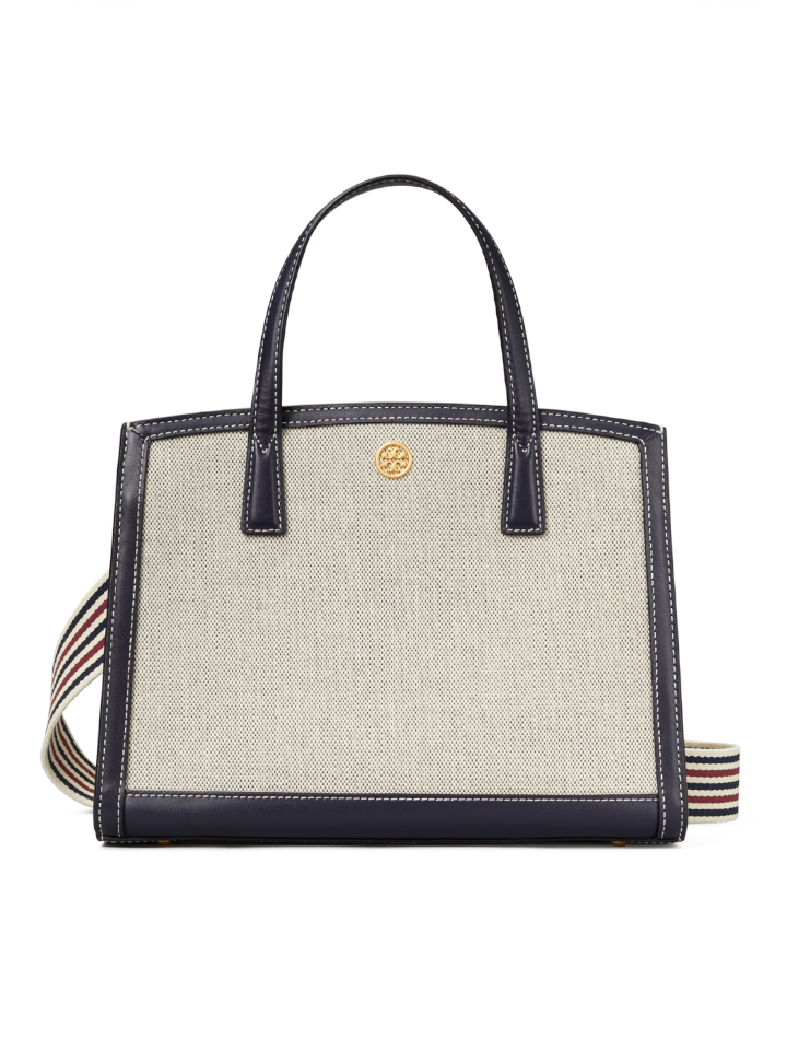 Tory Burch Walker Canvas Small Satchel In Natural/Navy – Balilene