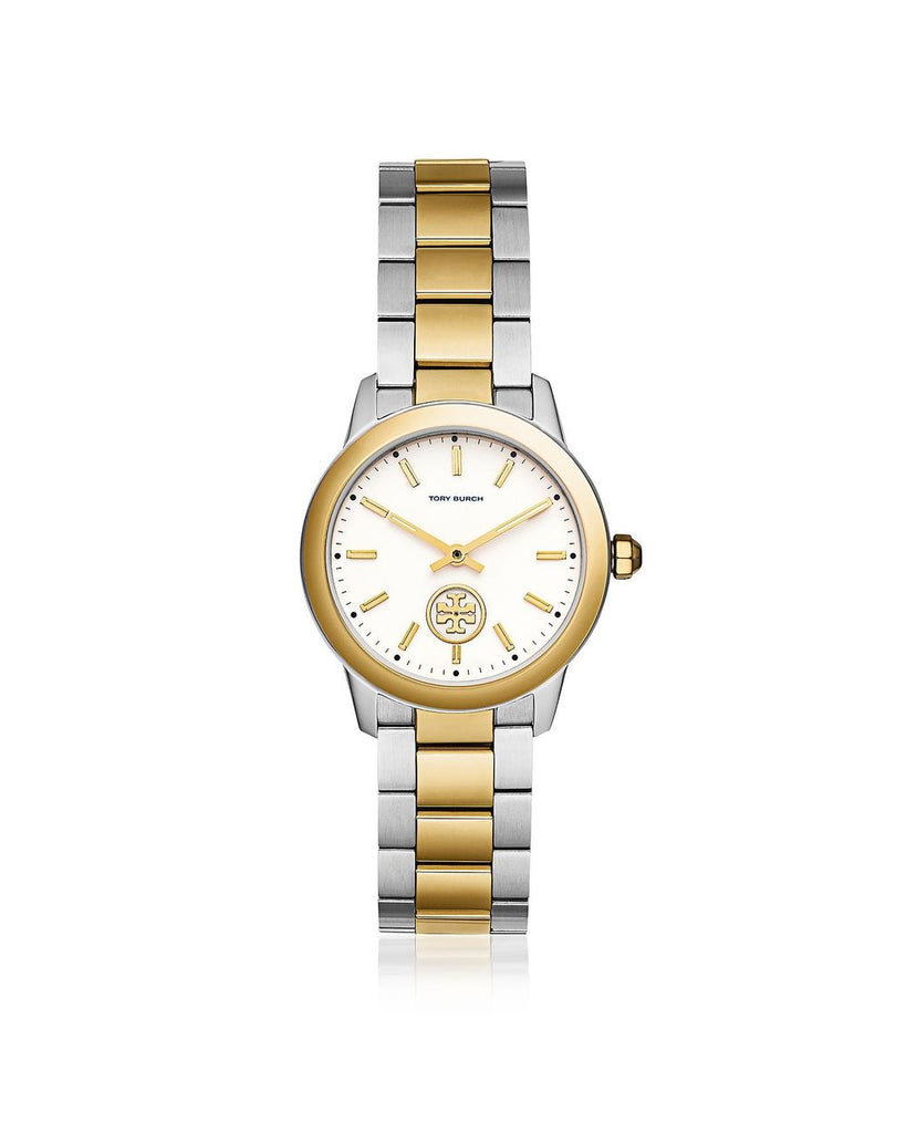 Tory Burch Reva Watch, Two-tone Stainless Steel/ivory, 36 Mm in Metallic