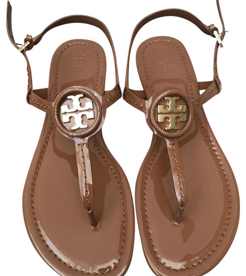 Tory Burch 42752 Royal Tan Dillan Soft Patent Leather Sandals – Balilene