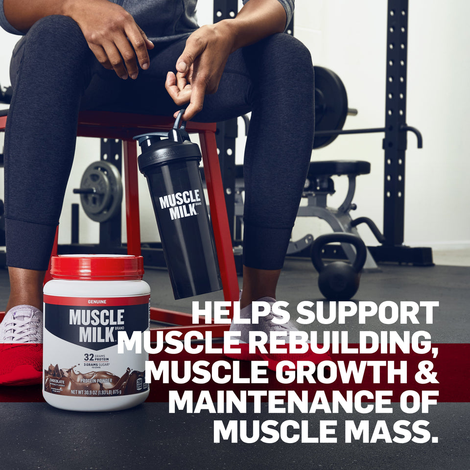 Muscle Milk Genuine Protein Powder, 32g Protein, Cookies 'N Creme, 1.93 Pound, 12 Servings Off-White