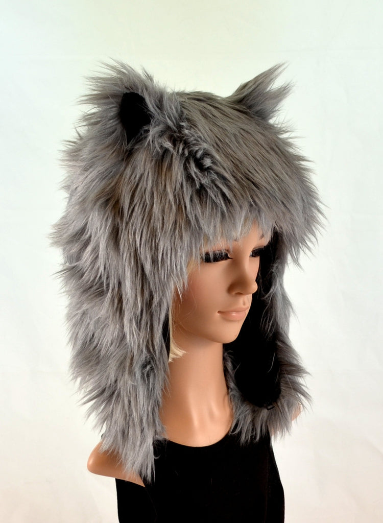 wolf fur trapper hat