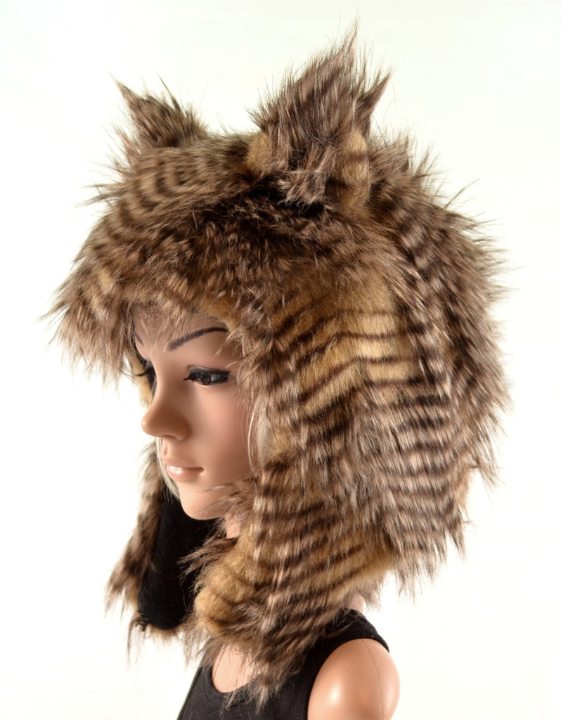 brown faux fur hat