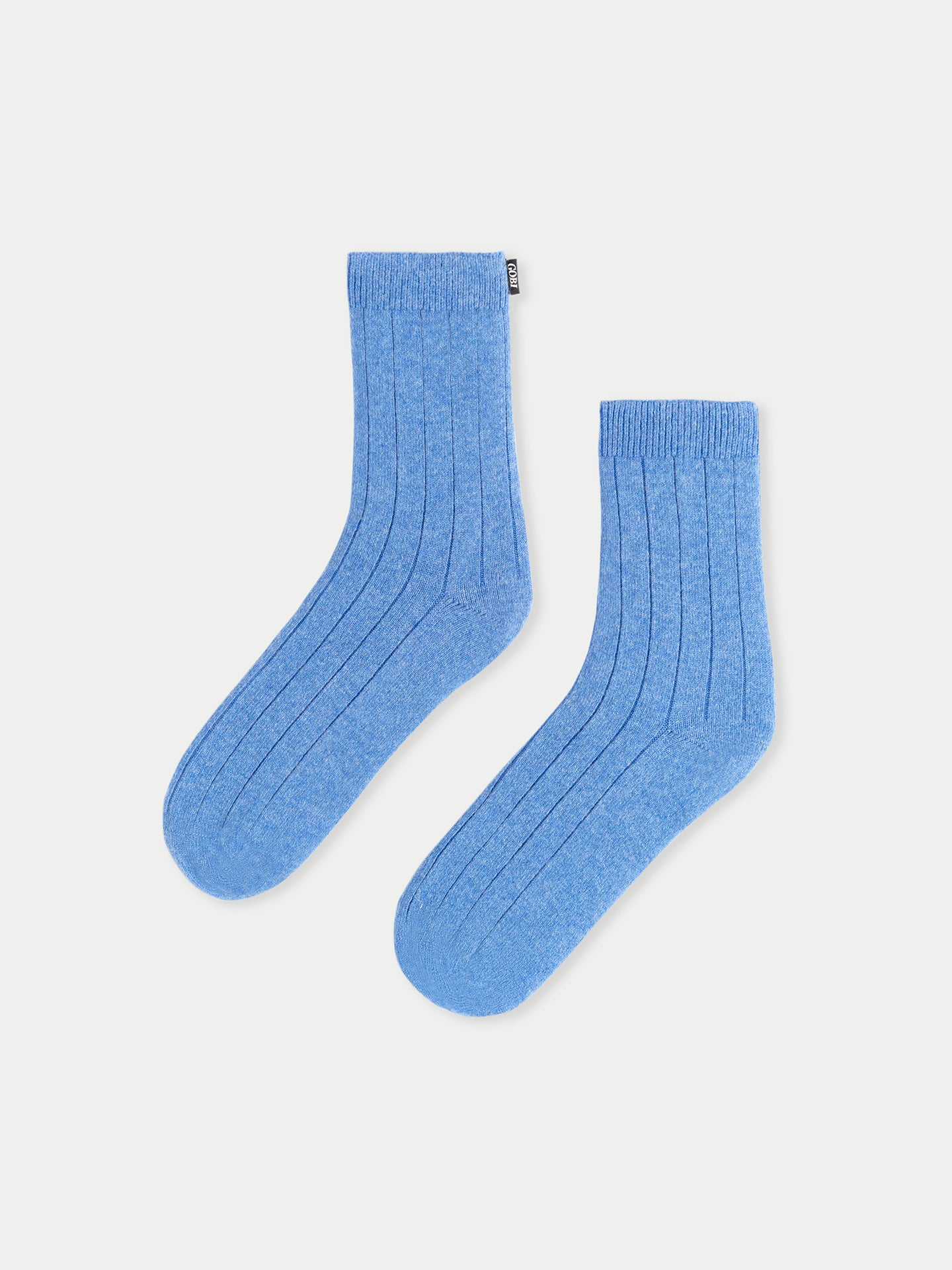Unisex Cashmere Trim Knit Bed Socks Blue - Gobi Cashmere