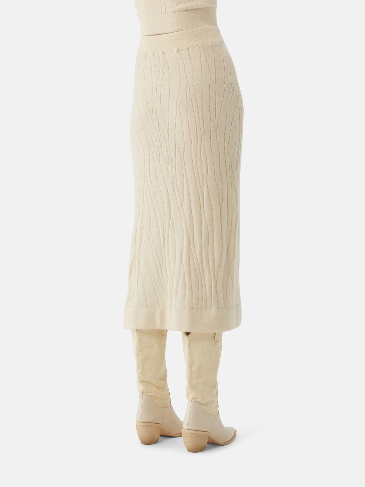 Women's Organic Colour Lightweight Cashmere Skirt Off White - Gobi Cashmere