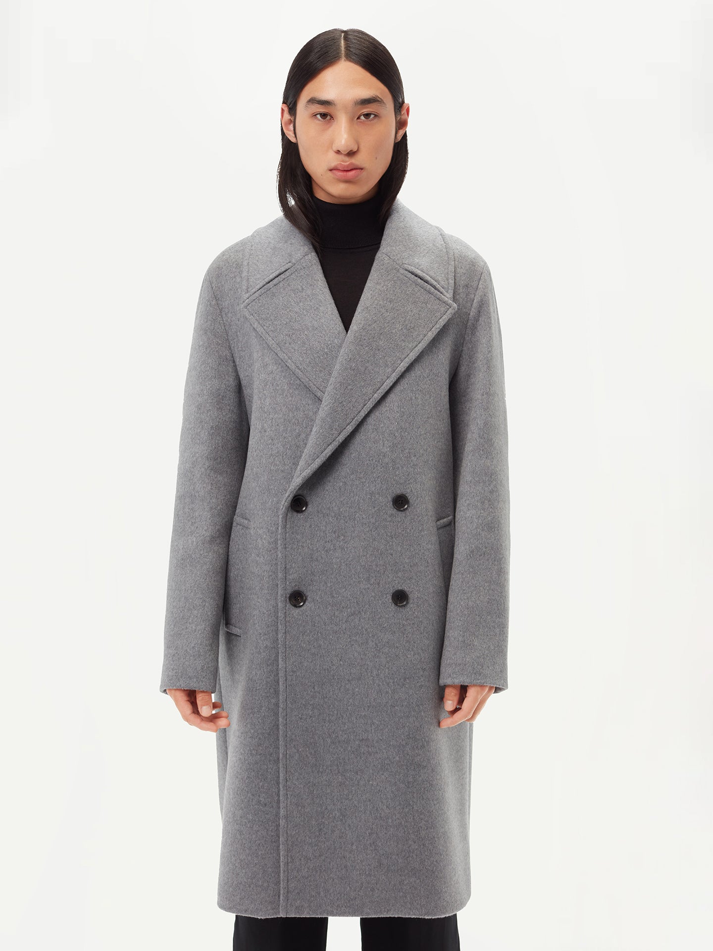 Double-Breasted Cashmere Coat for Men Dim Gray - Gobi Cashmere