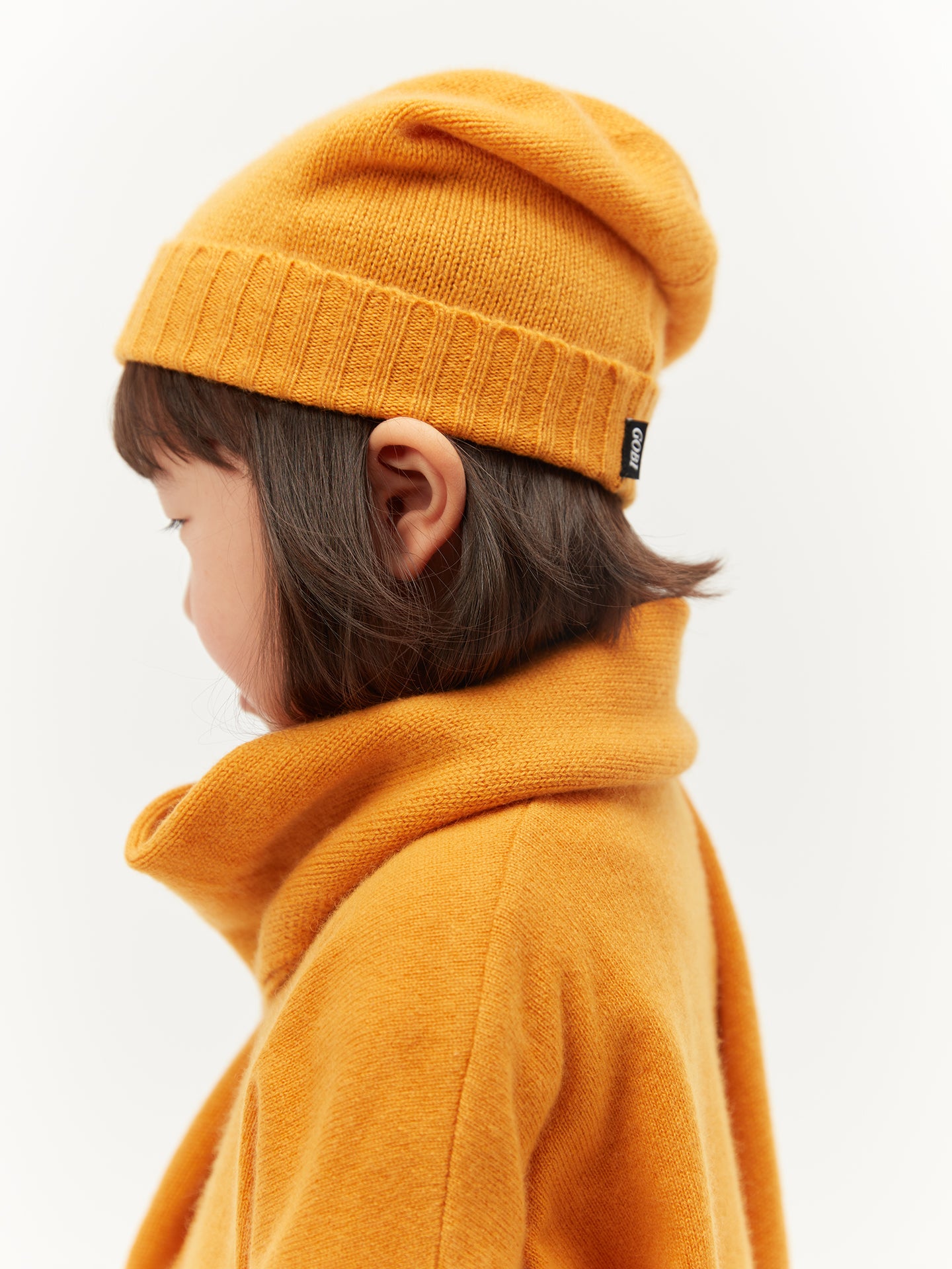 Unisex Cashmere Beanie for Kids Cadmium Yellow - Gobi Cashmere