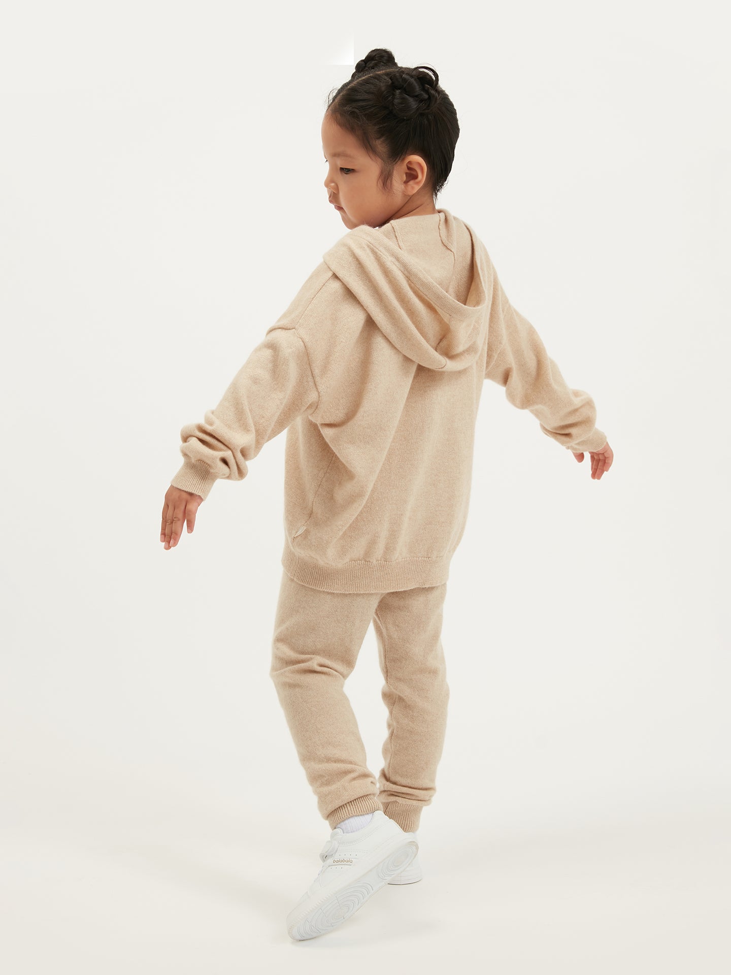 Kids Cashmere Hooded Cardigan Beige - Gobi Cashmere