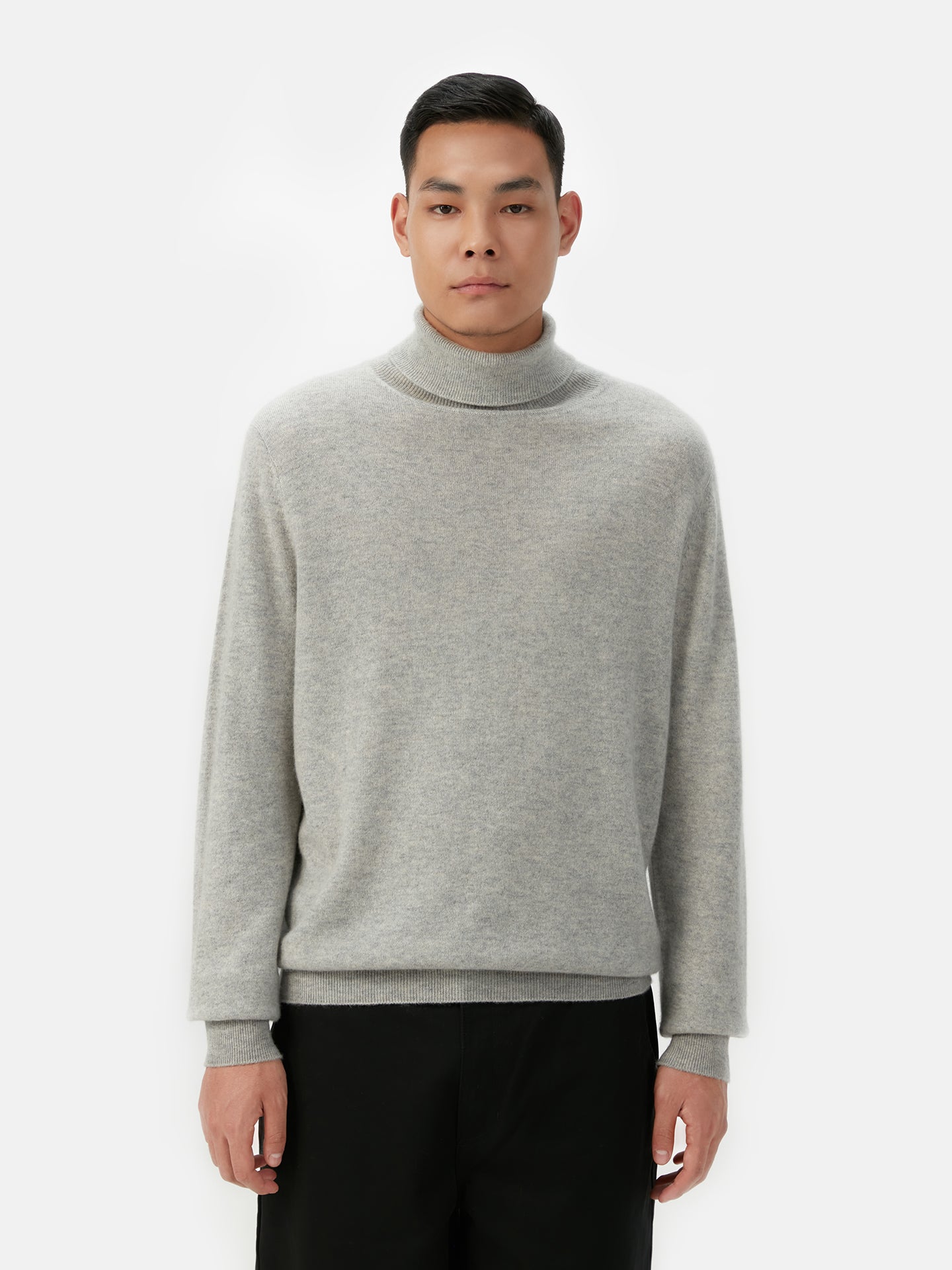 Men's Cashmere Basic Turtle Neck Sweater Dawn Blue - Gobi Cashmere