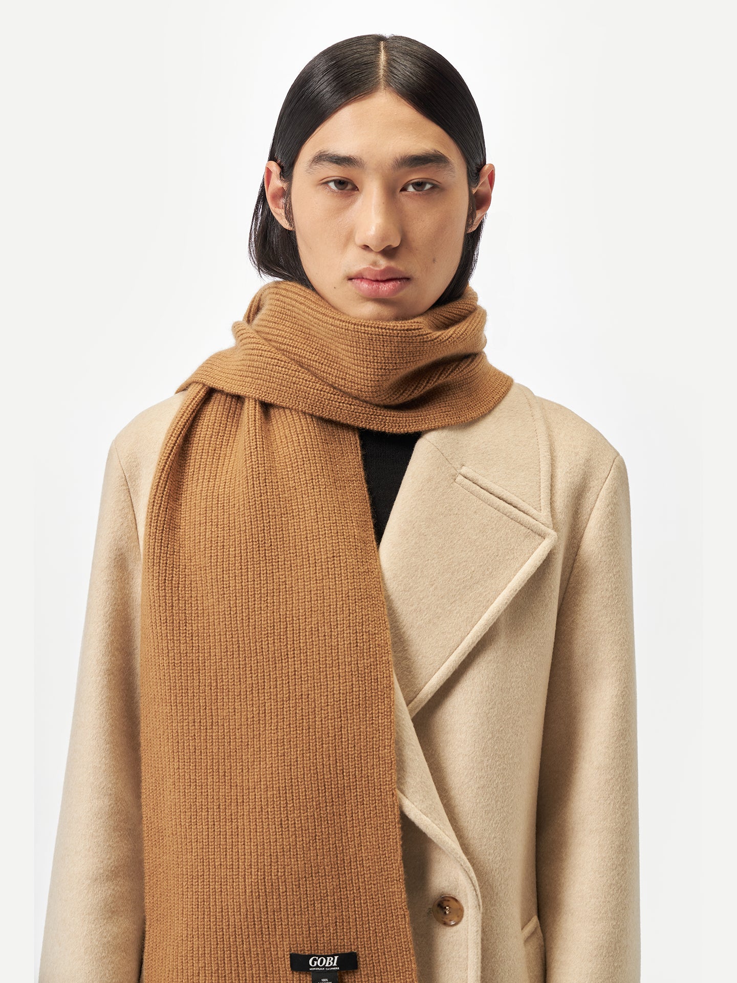 Unisex Cashmere Fishermen Knit Scarf Almond - Gobi Cashmere