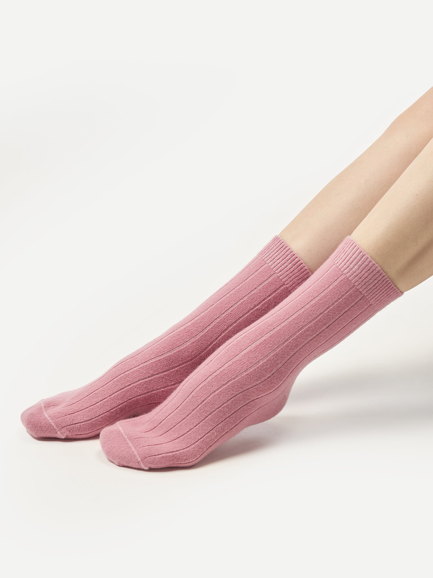 Unisex Cashmere Trim Knit Bed Socks Orchid Smoke - Gobi Cashmere