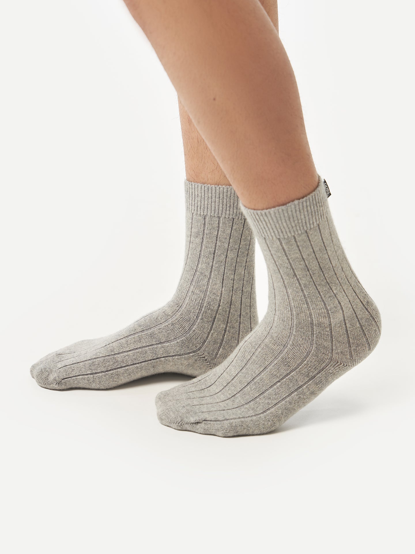 Unisex Cashmere Trim Knit Bed Socks Dawn Blue - Gobi Cashmere