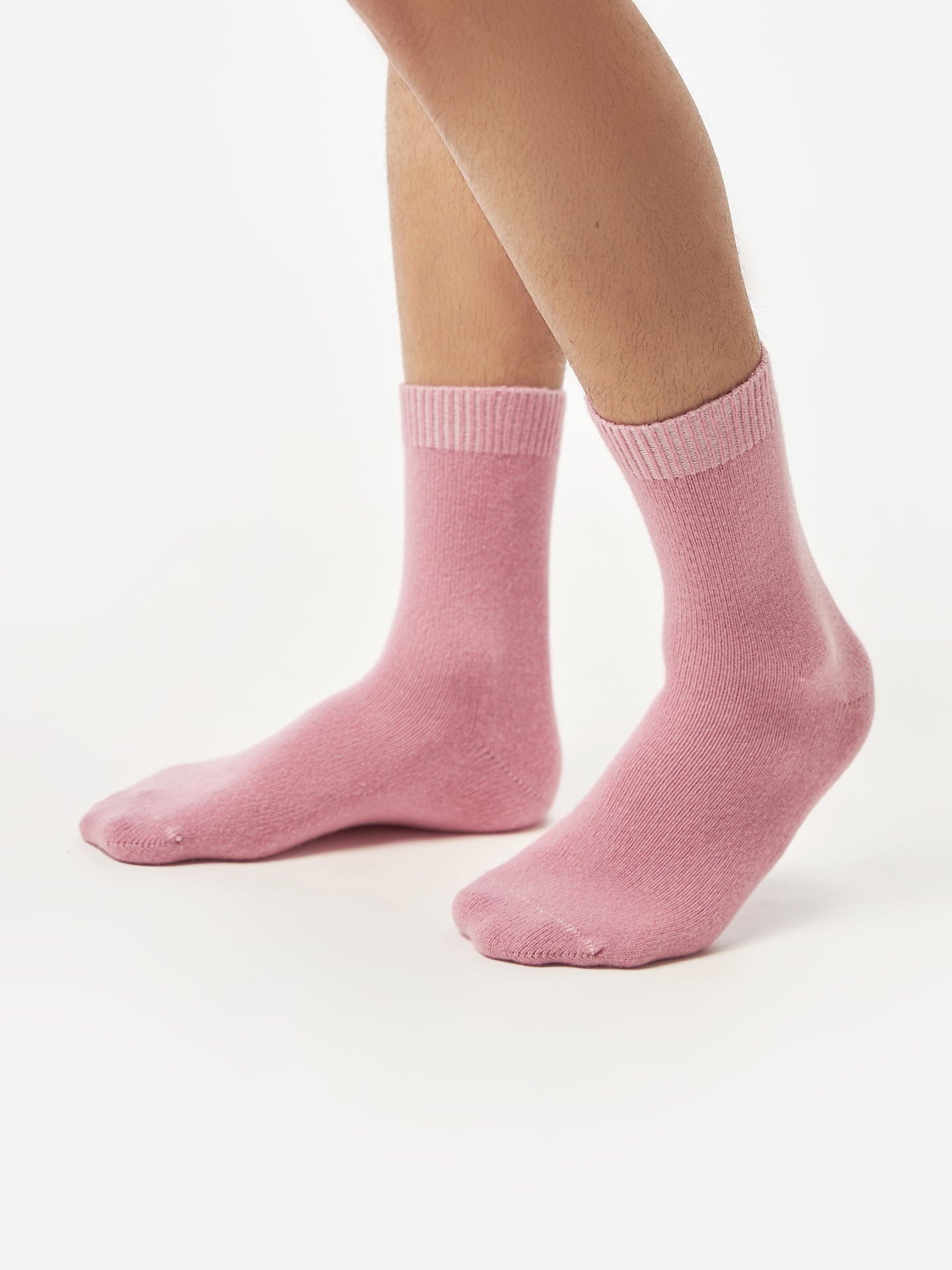 Unisex Cashmere Rib Knit Bed Socks Orchid Smoke - Gobi Cashmere