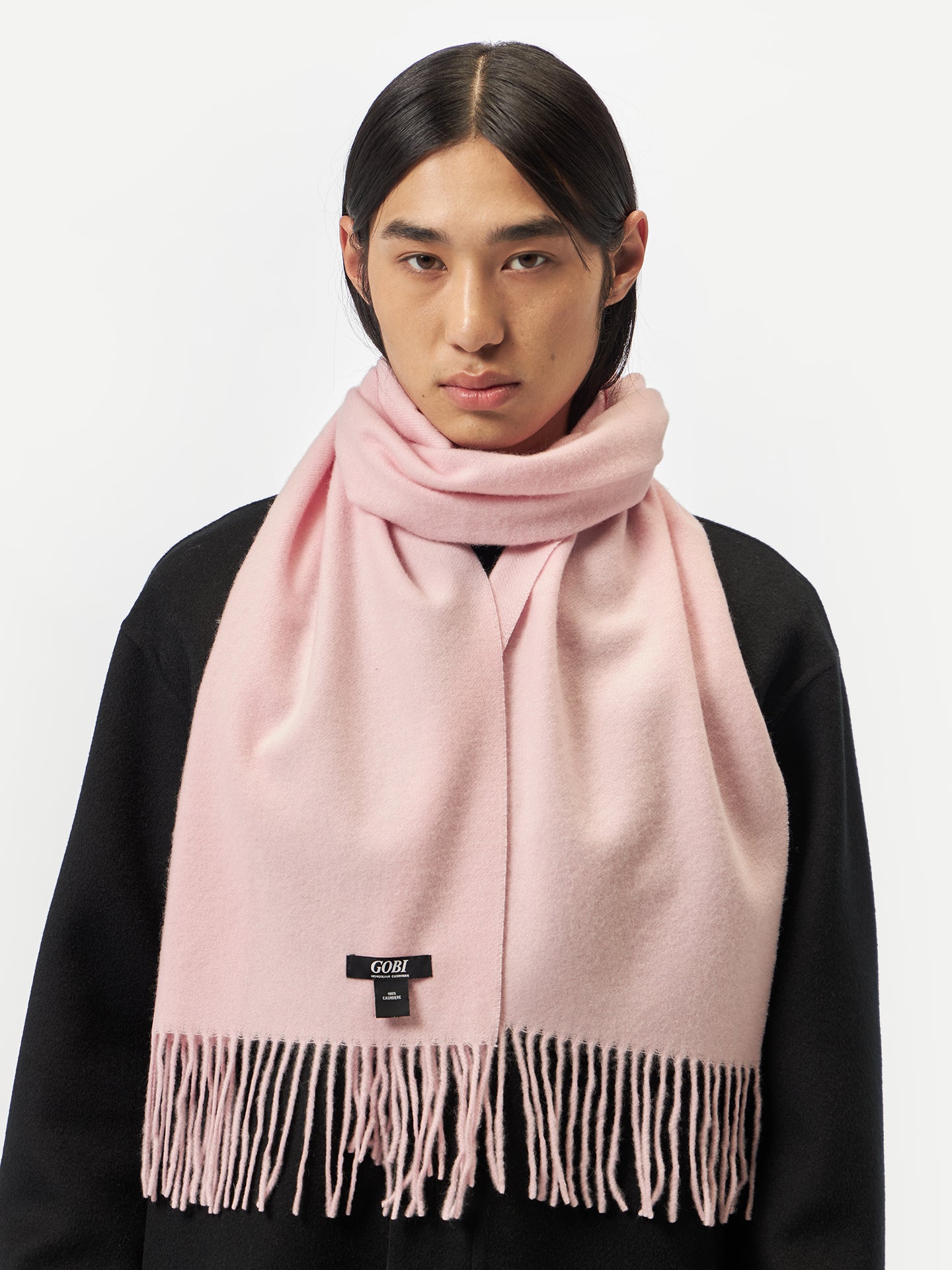 Unisex Cashmere Fringed Scarf Almond Blossom - Gobi Cashmere