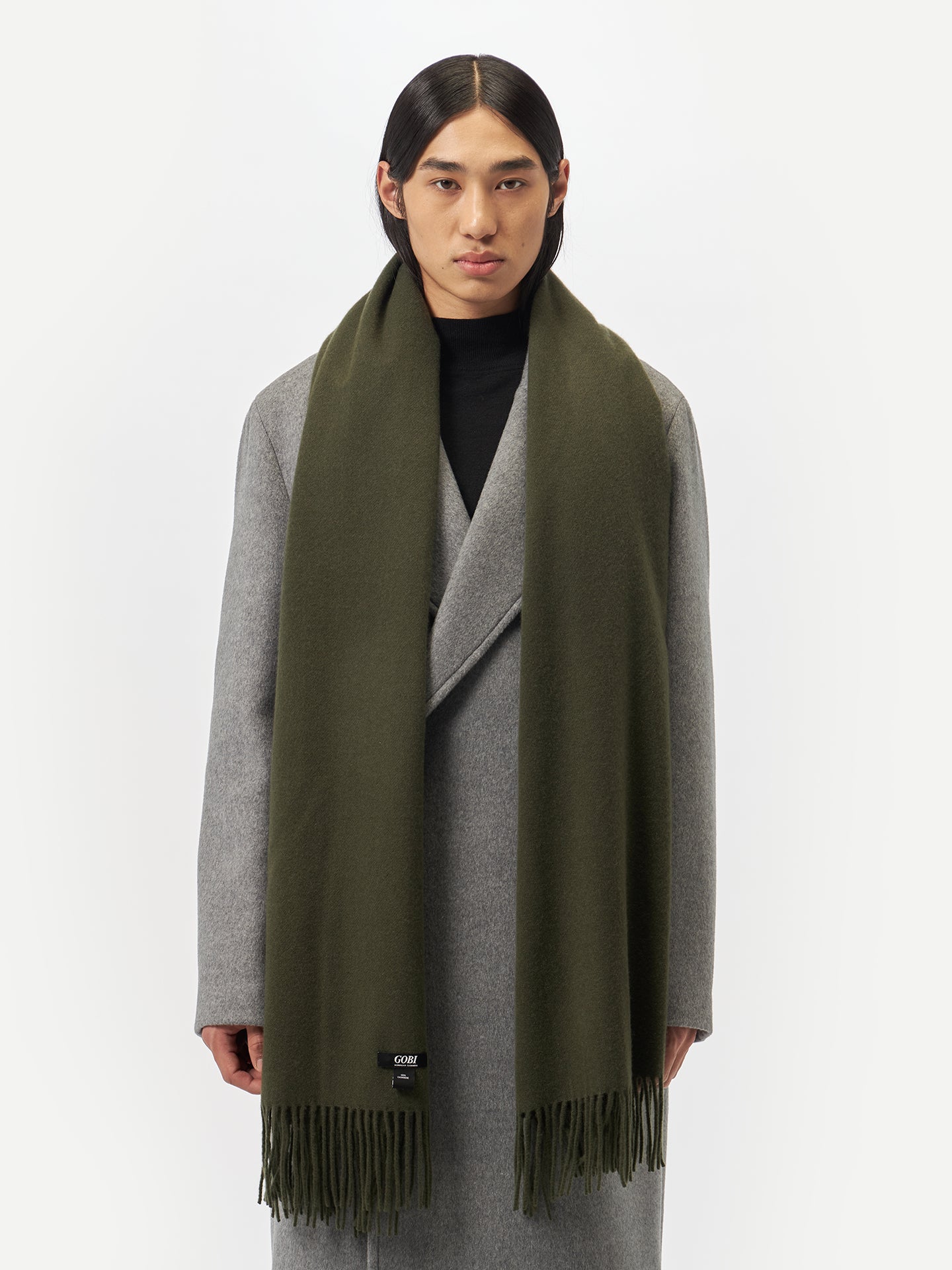 Unisex Cashmere Oversized Woven Scarf Capulet Olive - Gobi Cashmere