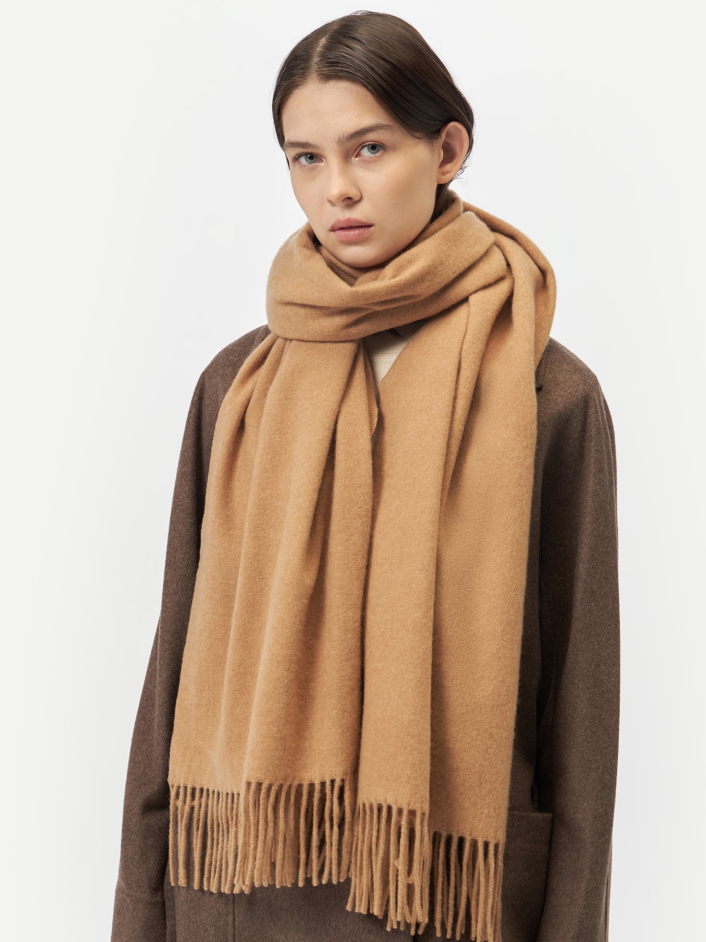 Unisex Cashmere Oversized Woven Scarf Sheepskin - Gobi Cashmere