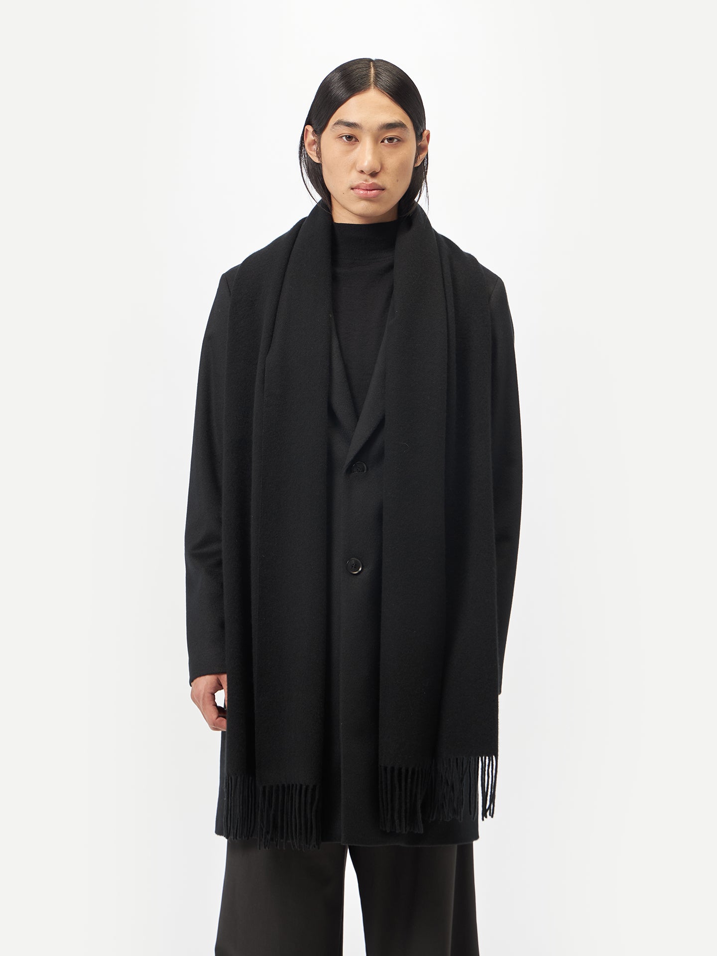 Unisex Cashmere Oversized Woven Scarf Black - Gobi Cashmere