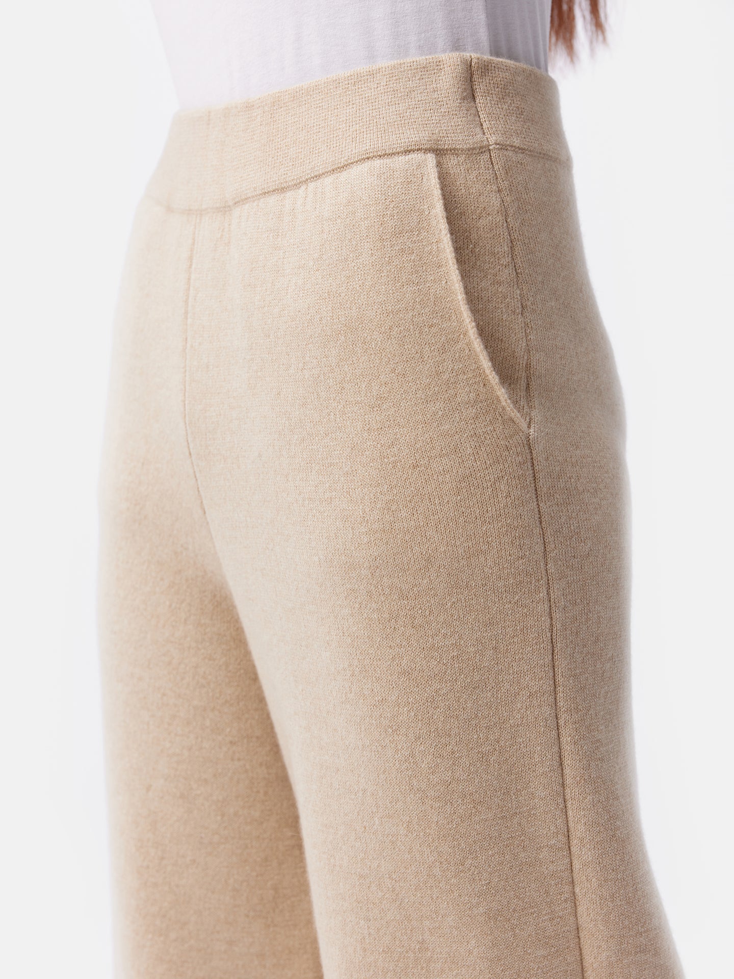 Women's Organic Cashmere Wide-Leg Pants Beige - Gobi Cashmere