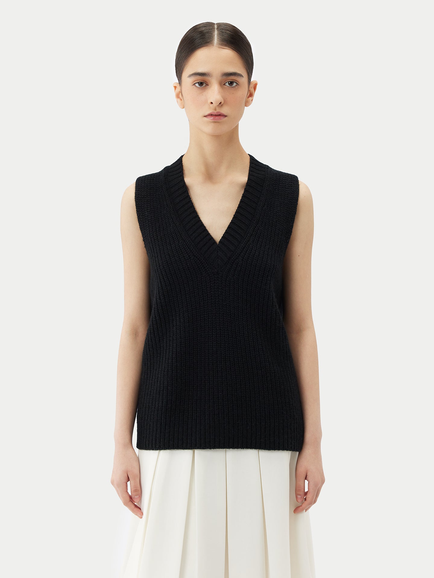 Women's Cotton Cashmere Vest Black - Gobi Cashmere