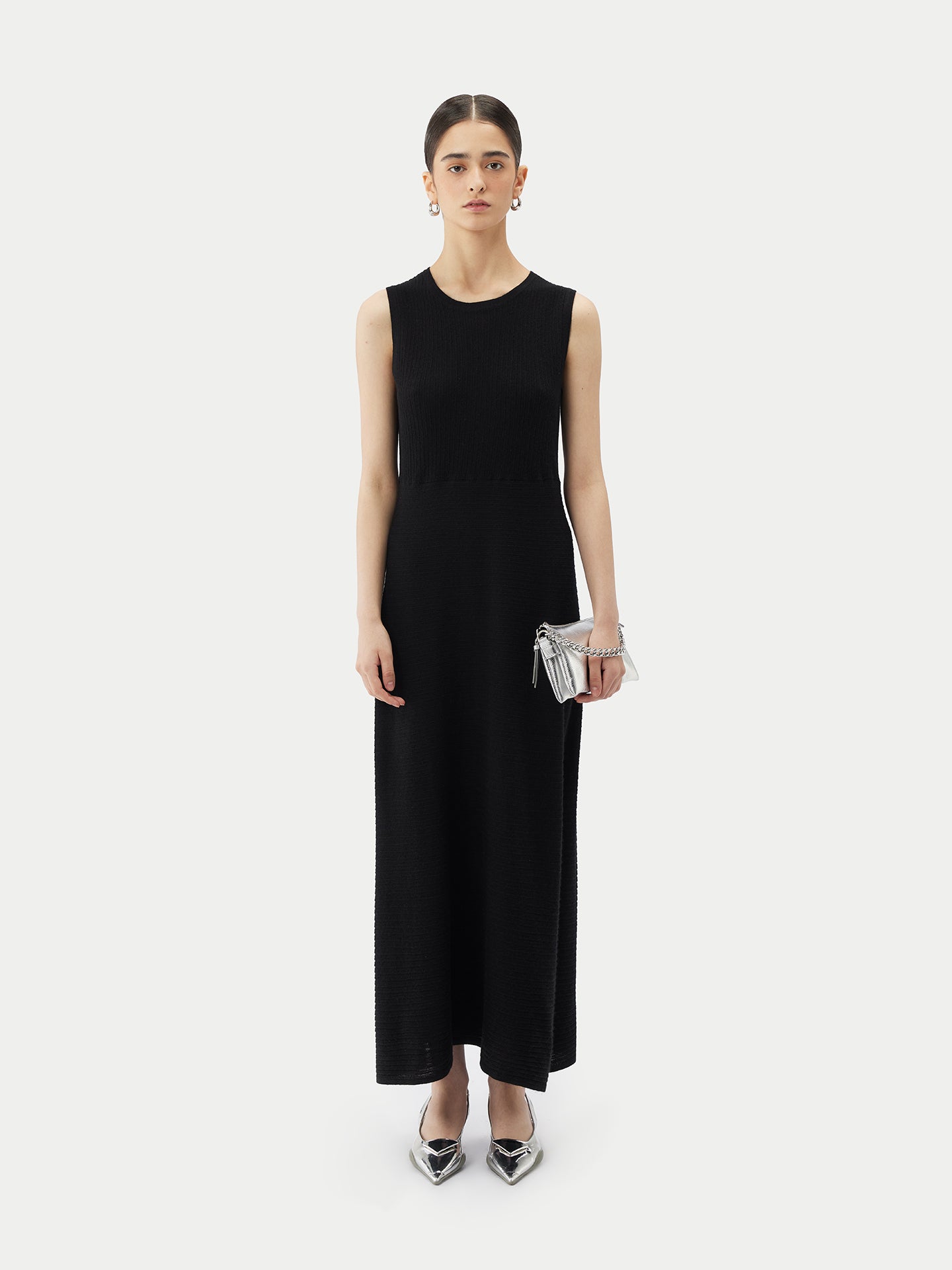 Women's High-neck Ribbed  Cotton Silk Cashmere Blend Top Black - GOBI Cashmere