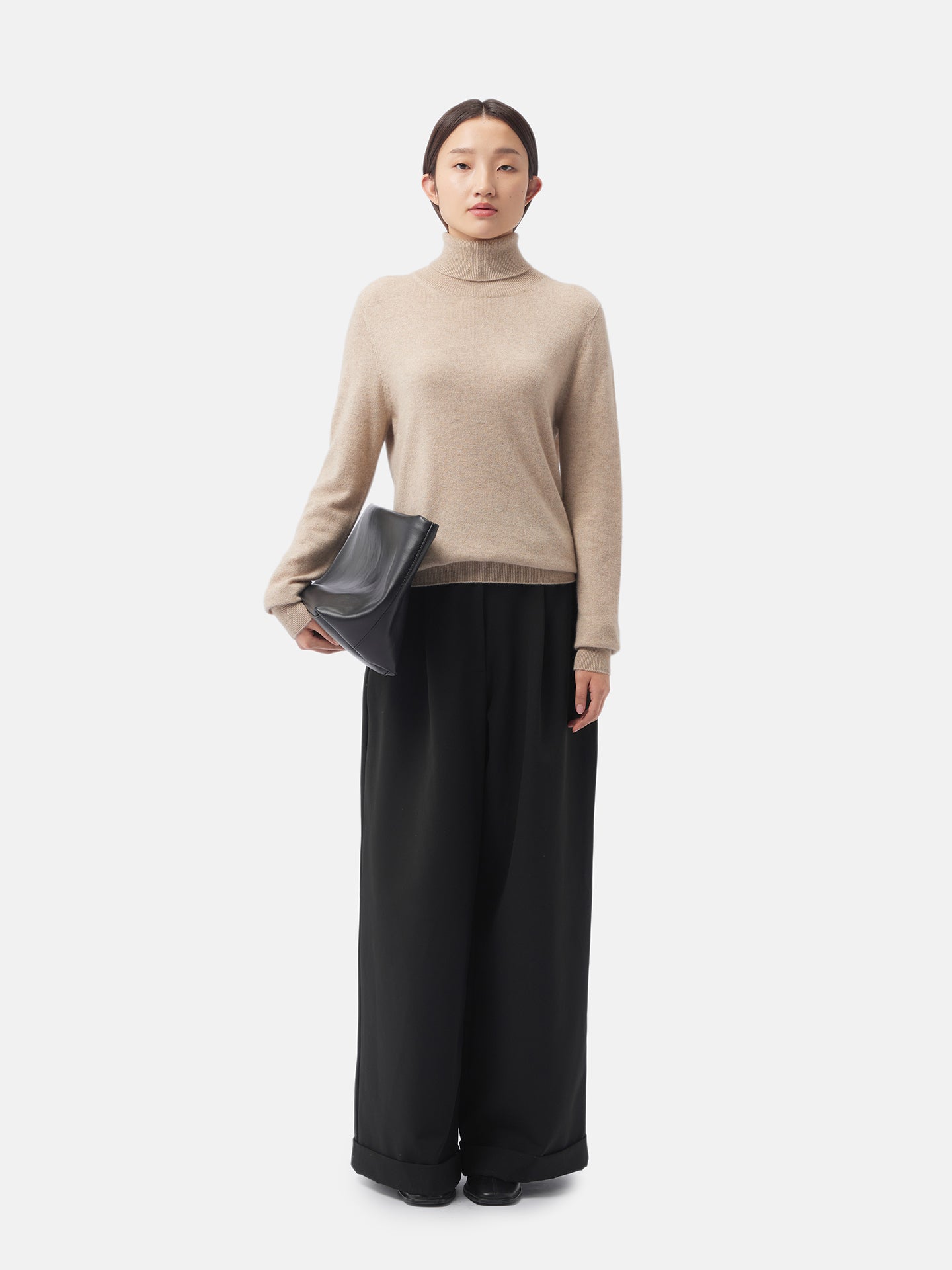 Organic Cashmere Colour Basic Turtle Neck Sweater