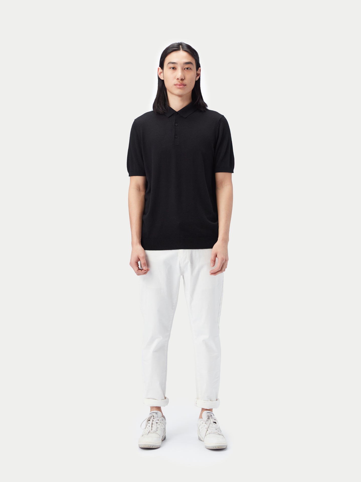 Men's Cashmere Silk Polo Shirt Black - Gobi Cashmere