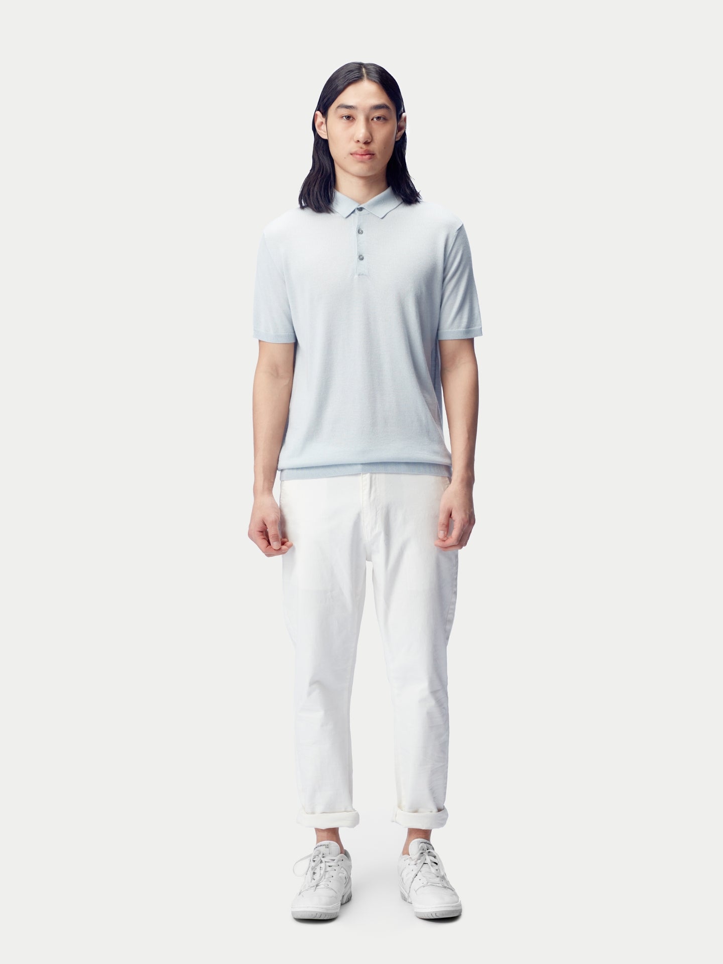 Men's Cashmere Silk Polo Shirt Ice Flow - Gobi Cashmere