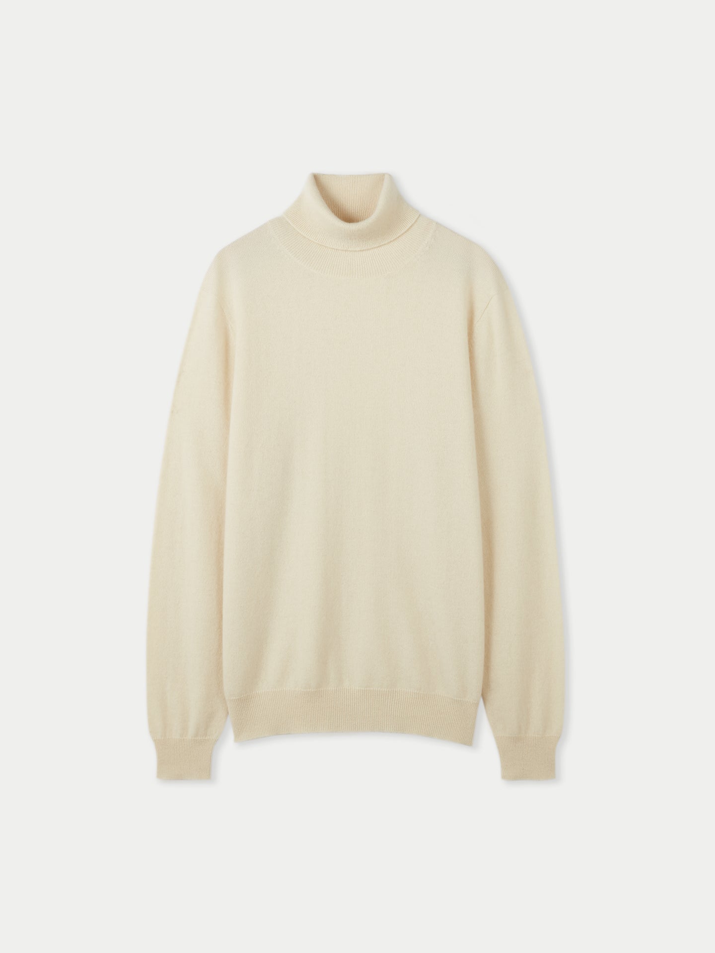 Men's Organic Cashmere Basic Turtle Neck Sweater Off White - Gobi Cashmere