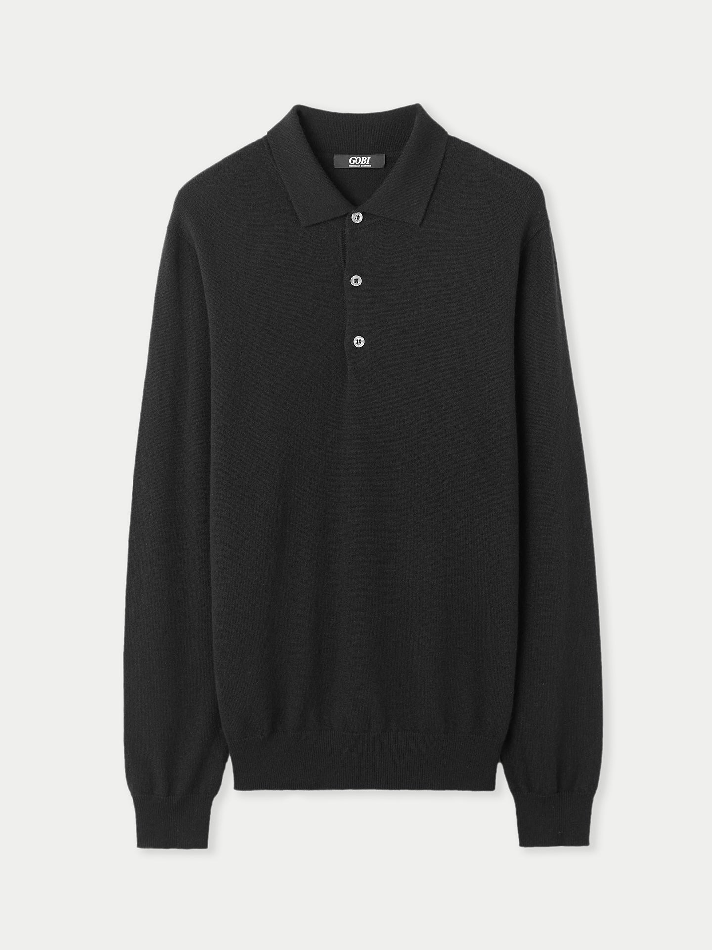 Men's Cashmere Polo Sweater Black - Gobi Cashmere