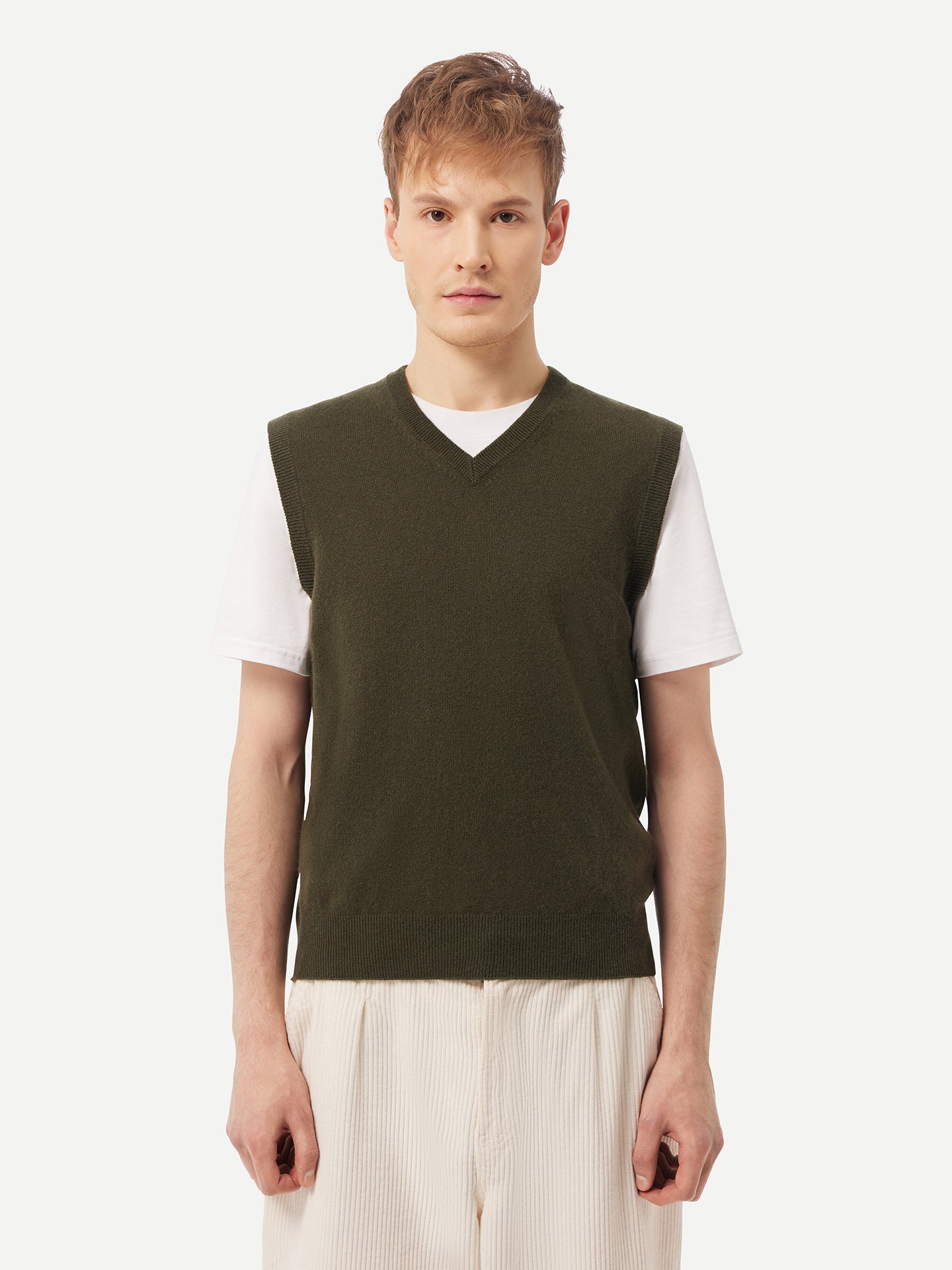 Men's Cashmere Vest Capulet Olive - Gobi Cashmere