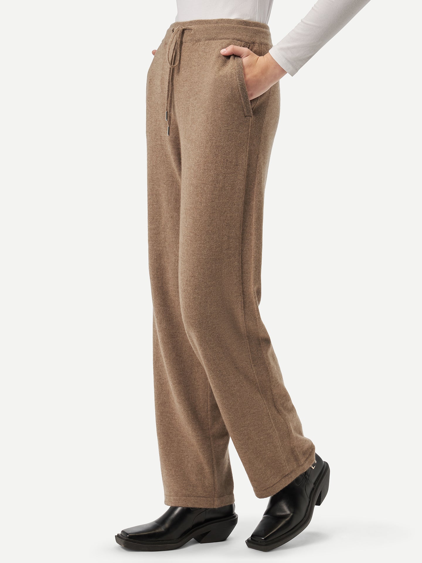 Women's Cashmere Organic Colour Straight Leg Jogger Taupe - Gobi Cashmere