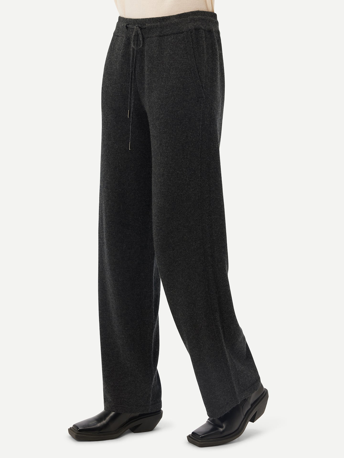 Women's Cashmere Straight Leg Jogger Charcoal - Gobi Cashmere