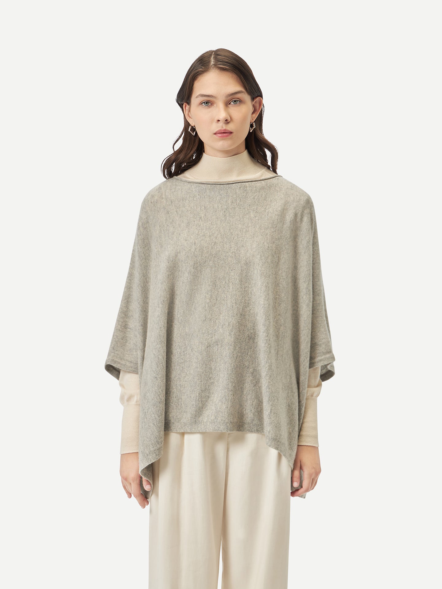 Women's Boat-Neck Cashmere Poncho Dawn Blue - Gobi Cashmere