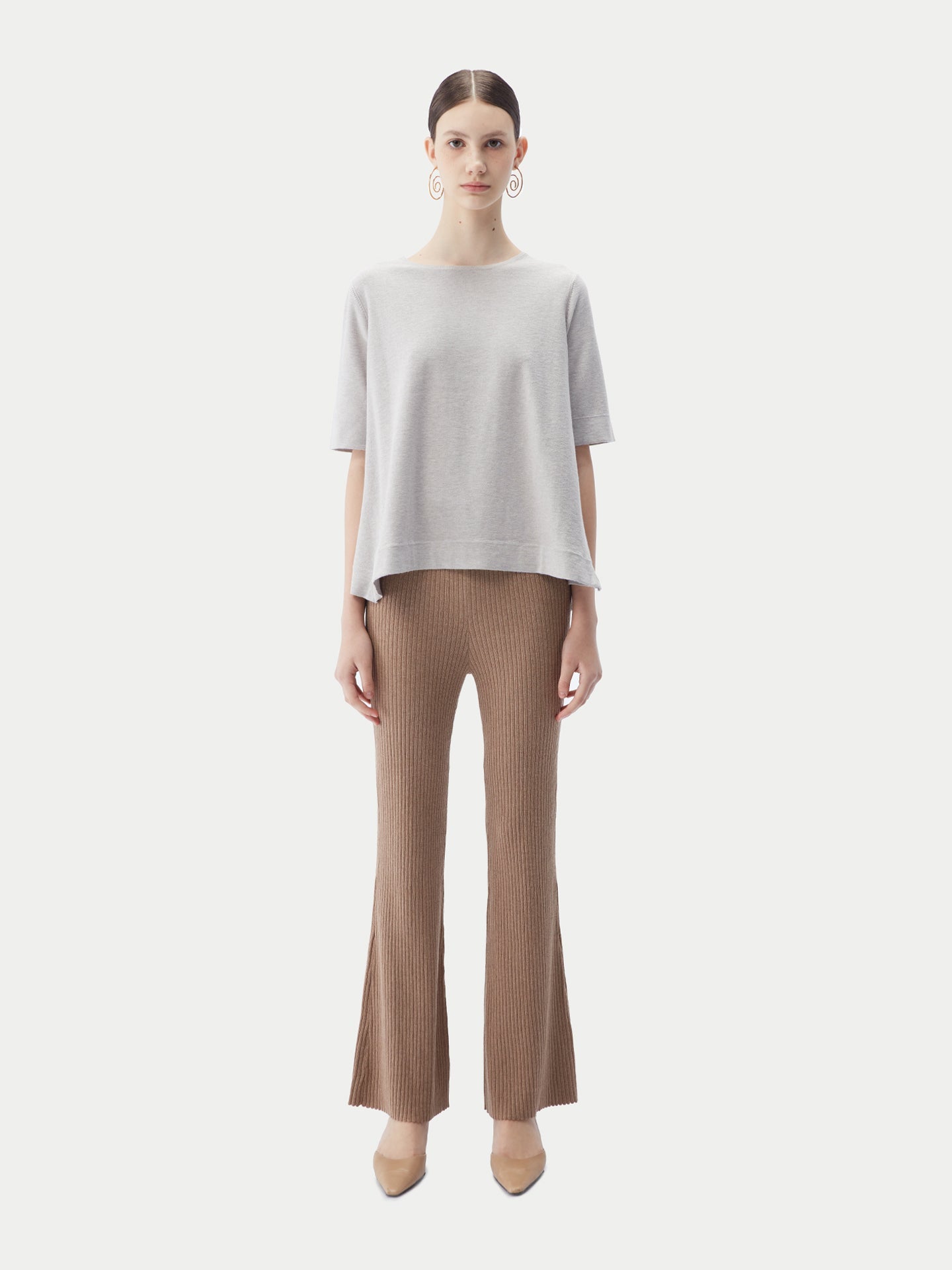 Women's Box-Cut Cotton Silk Cashmere Blend T-Shirt Wind Chime - Gobi Cashmere