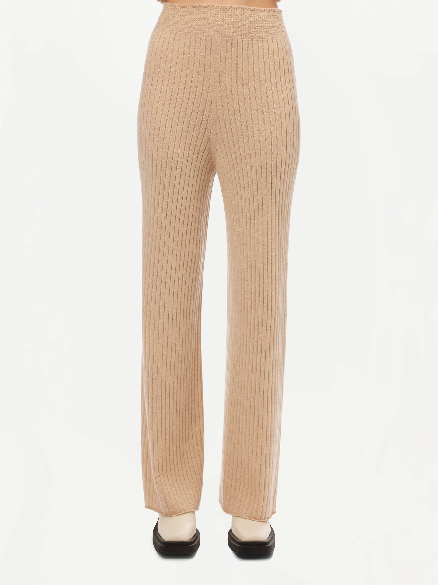 Women's Organic Colour Wide-Leg Cashmere Pants Taupe - Gobi Cashmere