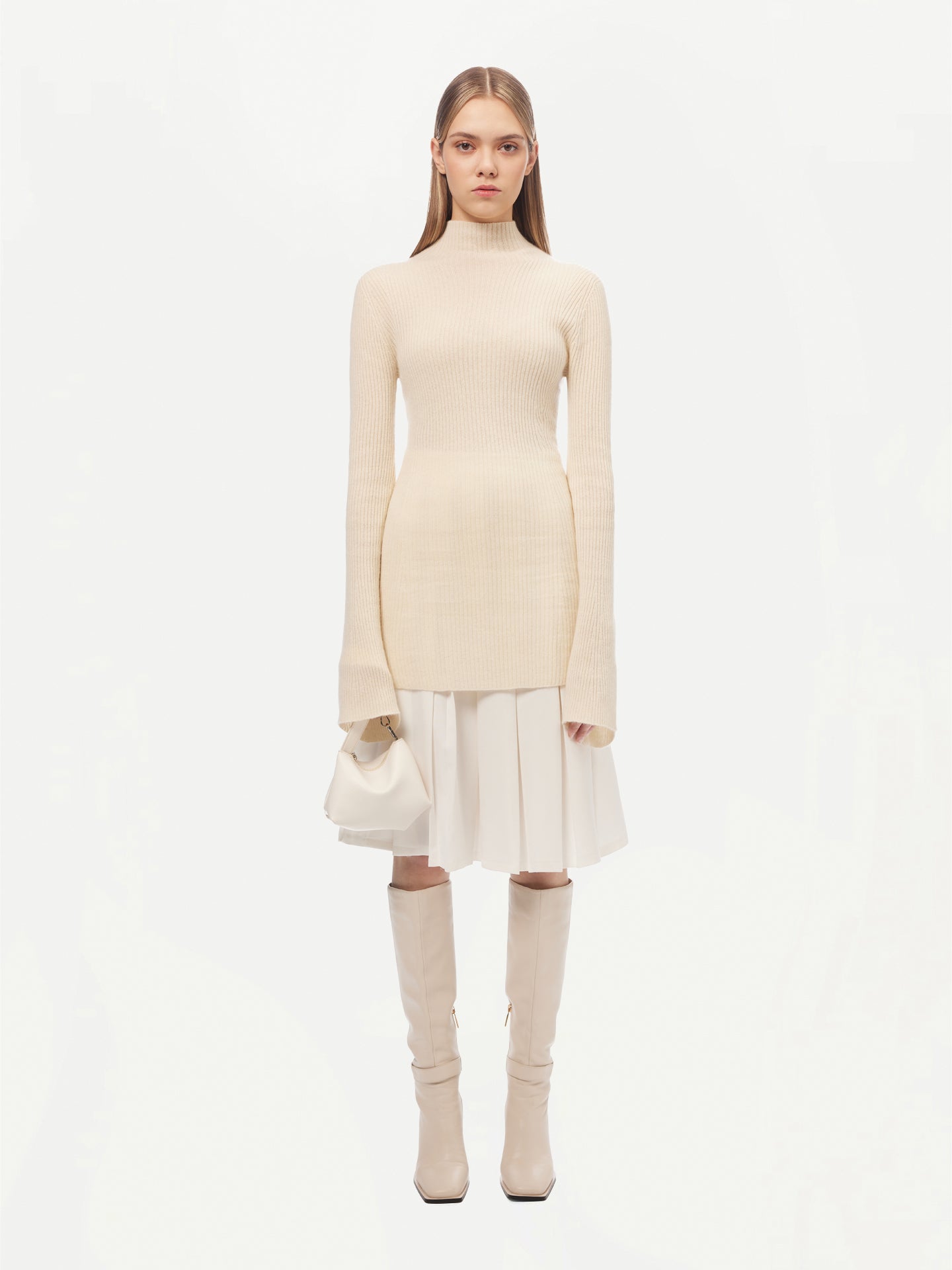 Women's Organic Colour Cashmere Bell-Sleeve Sweater Off White - Gobi Cashmere